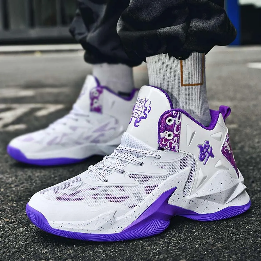 Unisex High Top Basketball Shoes Outdoor Sports Sneakers Athletic Running Tennis Shoes