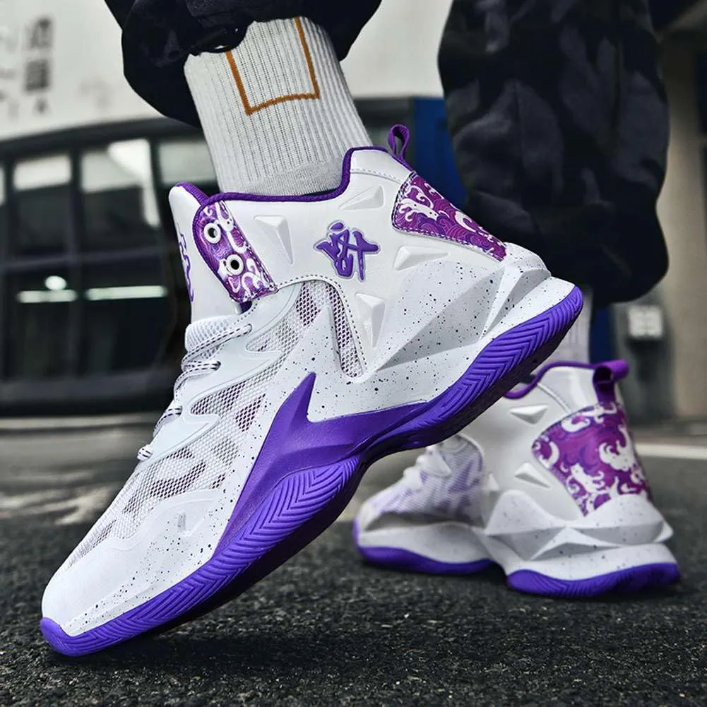 Unisex High Top Basketball Shoes Outdoor Sports Sneakers Athletic Running Tennis Shoes