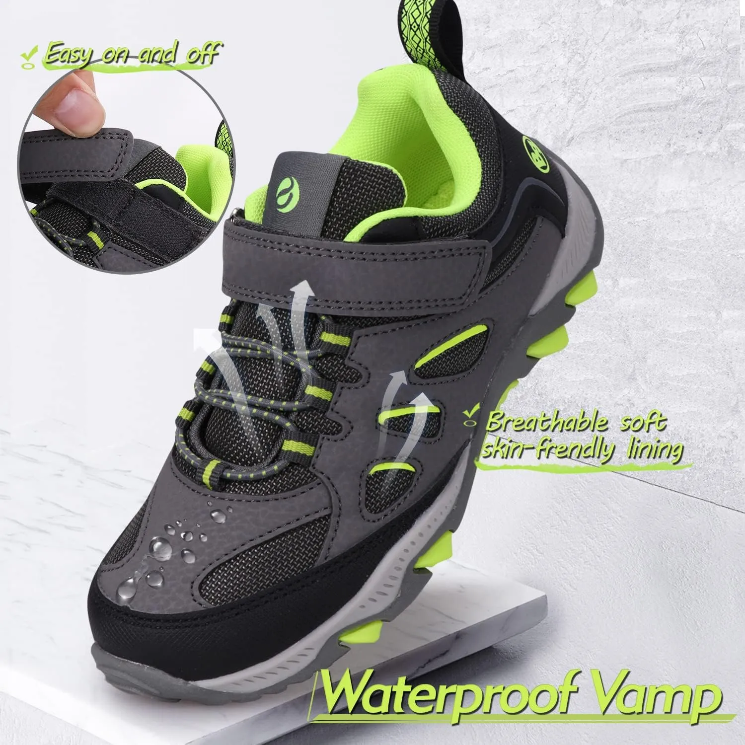 UOVO Boys Shoes Boys Sneakers Boys Tennis Running Hiking Shoes Kids Athletic Outdoor Sneakers Non-Slip Comfortable(Little/Big Boys)
