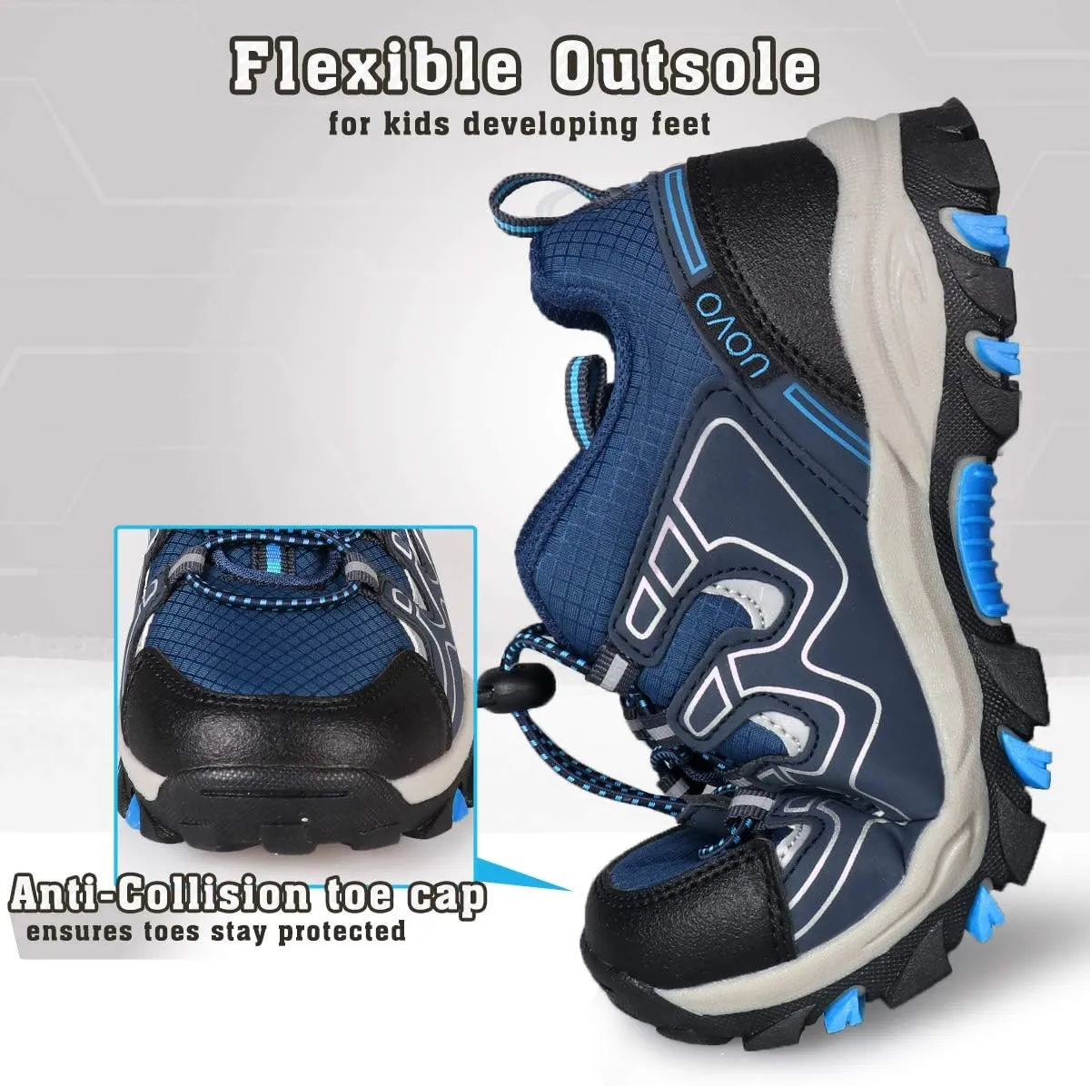 UOVO Boys Shoes Boys Sneakers Boys Tennis Running Shoes Waterproof Hiking Shoes Kids Athletic Outdoor Sneakers Slip Resistant(Little/Big Boys)