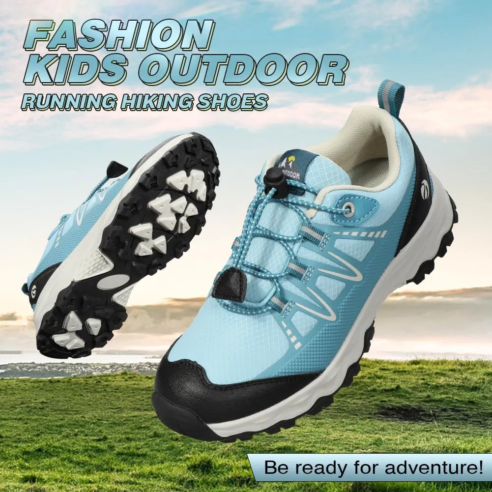 UOVO Girls Boys Hiking Shoes Boys Girls Waterproof Sneakers Kids Running Tennis Outdoor Shoes Non-Slip Lightweight
