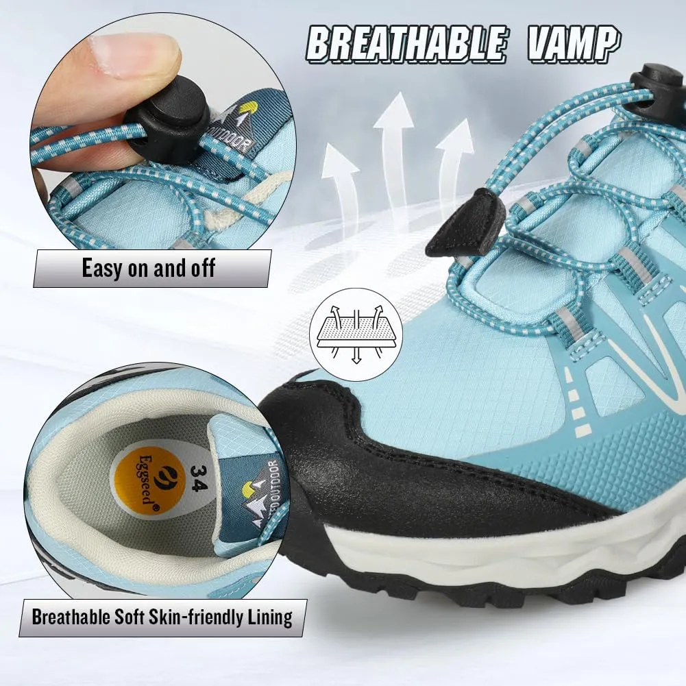 UOVO Girls Boys Hiking Shoes Boys Girls Waterproof Sneakers Kids Running Tennis Outdoor Shoes Non-Slip Lightweight