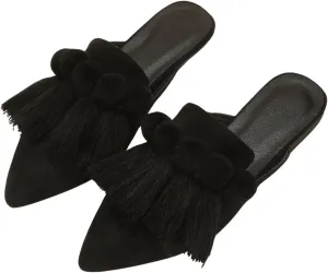 Verdusa Women's Dress Shoes Slip On Flats Comfortable Pointed Toe Mules Dressy Casual Loafers Shoes