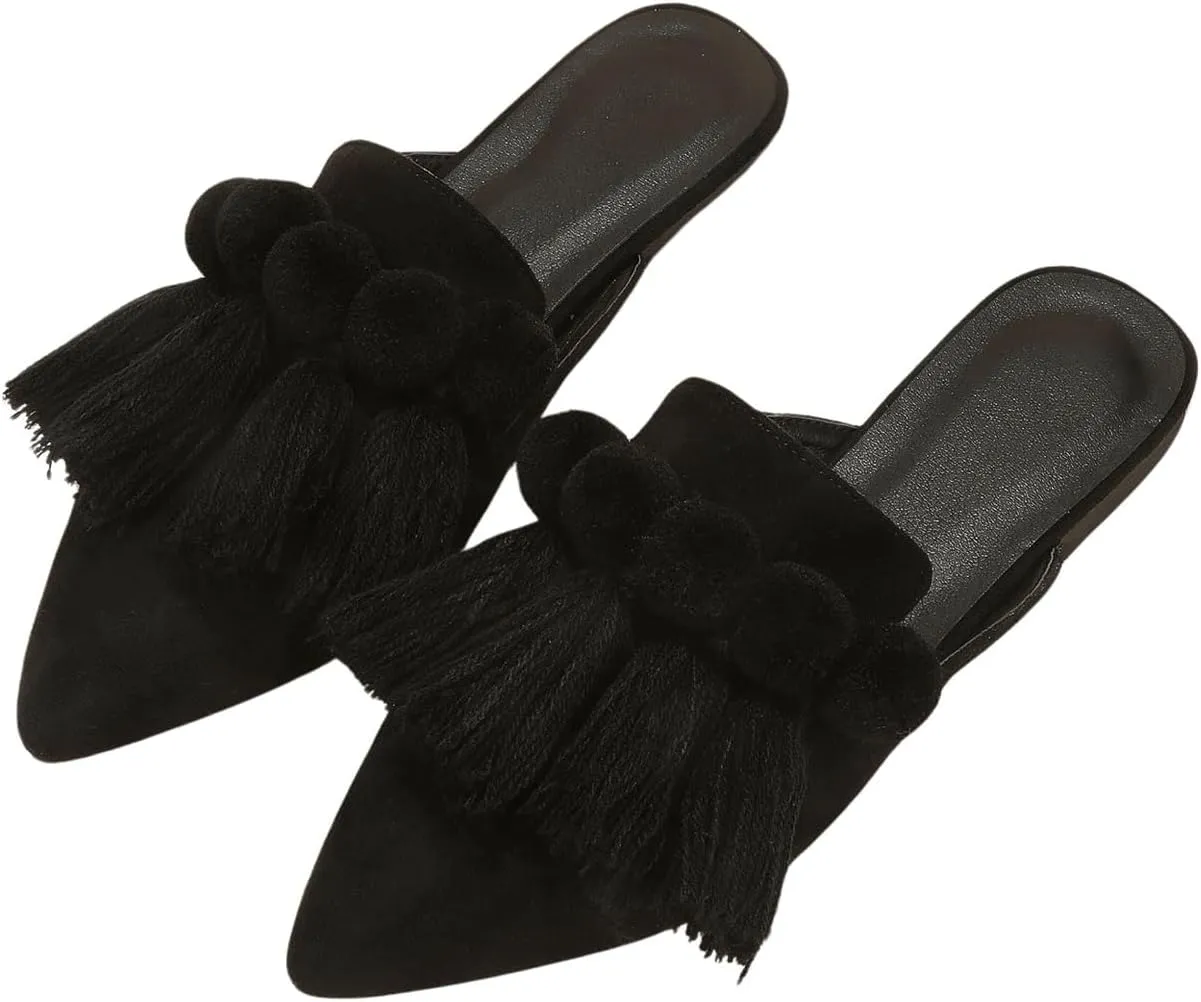 Verdusa Women's Dress Shoes Slip On Flats Comfortable Pointed Toe Mules Dressy Casual Loafers Shoes