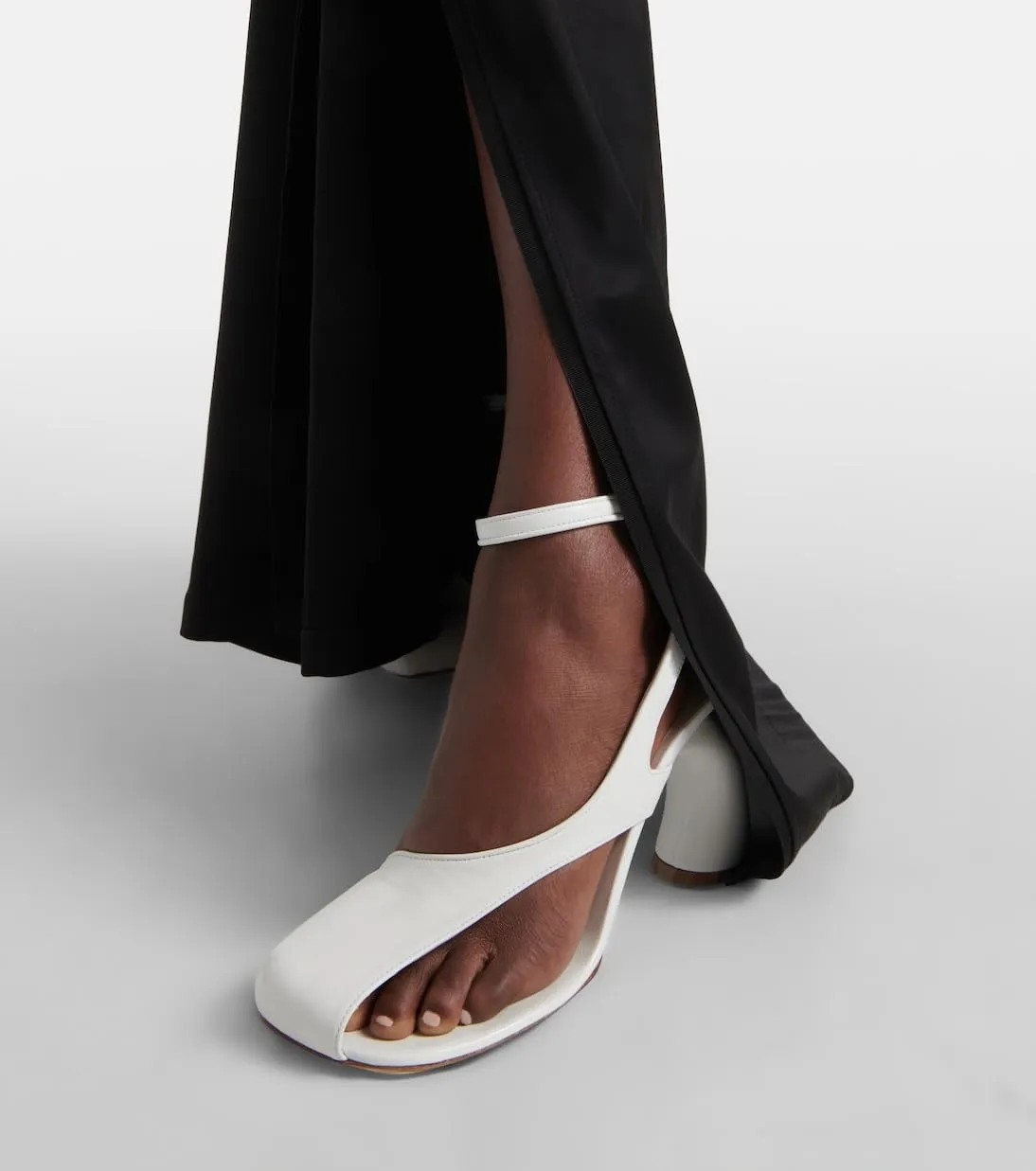 Vertundy Women's Flip Flop Heels High Heeled Sandals Leather Chunky Square Toe Adjustable Ankle Strap Buckle Dress Fashion Sandals