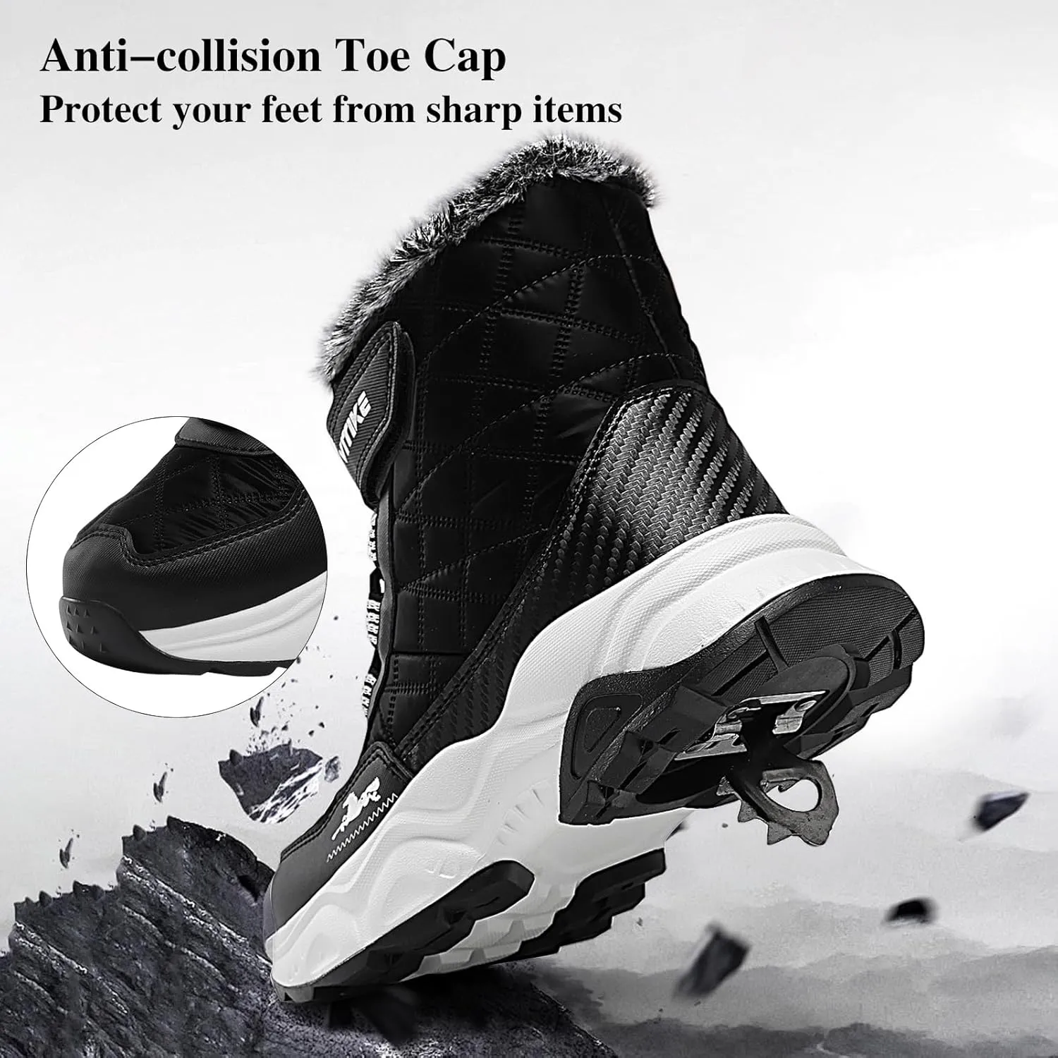 VITUOFLY Boys Hiking Boots Kids Hiking Shoes Girls Outdoor Warm Winter Snow Boots Adventure Trekking Shoes Anti-skid Sneakers Steel Buckle Durable Comfortable