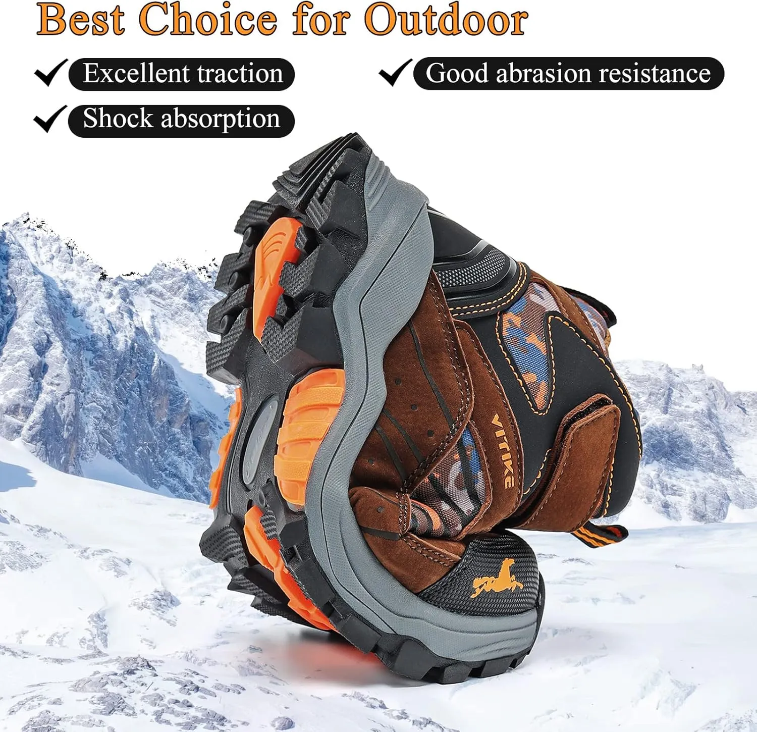 VITUOFLY Boys Hiking Boots Kids Hiking Shoes Girls Outdoor Warm Winter Snow Boots Adventure Trekking Shoes Anti-skid Sneakers Steel Buckle Durable Comfortable