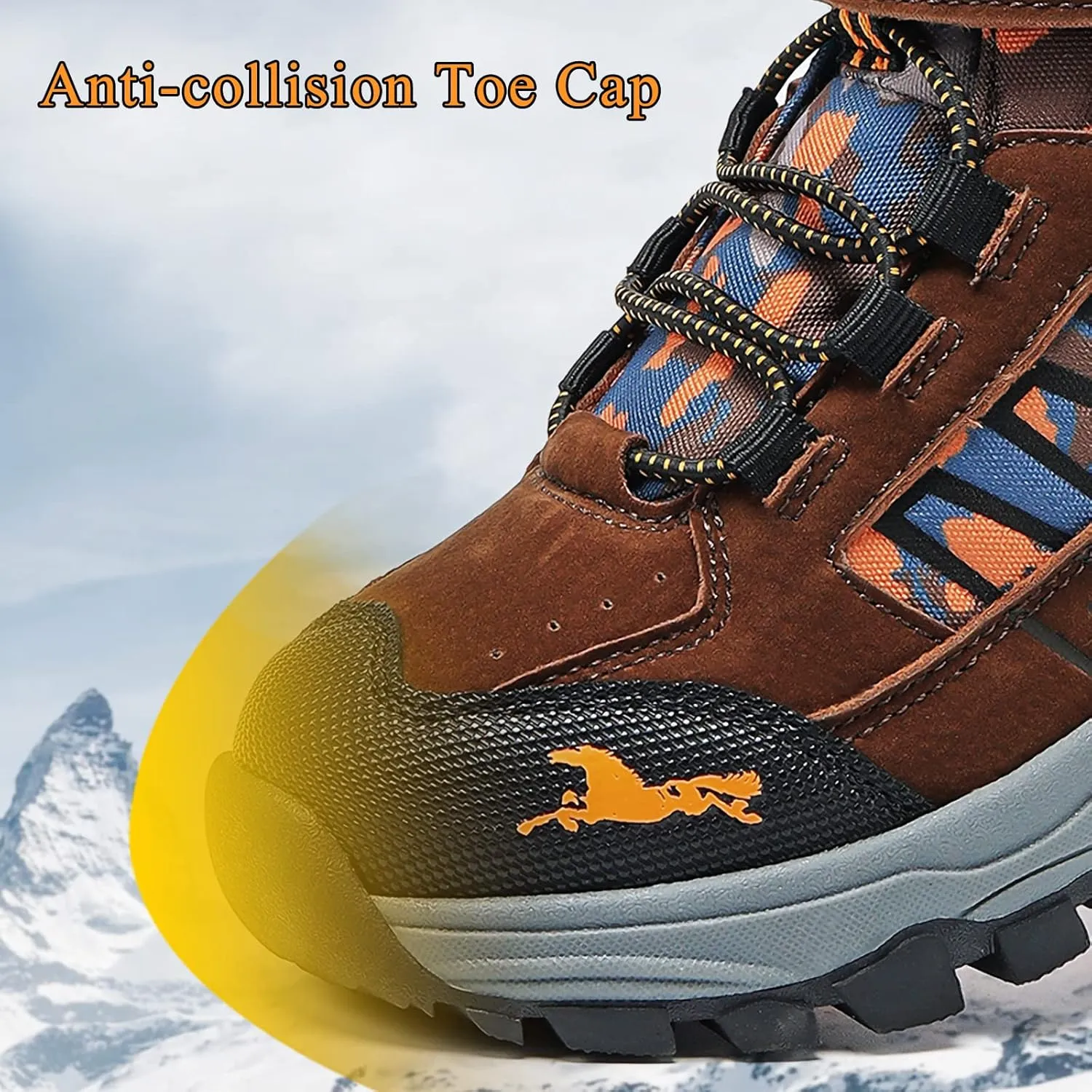 VITUOFLY Boys Hiking Boots Kids Hiking Shoes Girls Outdoor Warm Winter Snow Boots Adventure Trekking Shoes Anti-skid Sneakers Steel Buckle Durable Comfortable