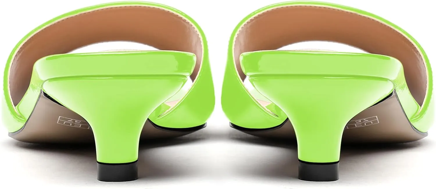 WAYDERNS Women's Square Toe Patent Slip On Open Toe Open Toe Dating Fashion Kitten Low Heel Sandals 1.5 Inch