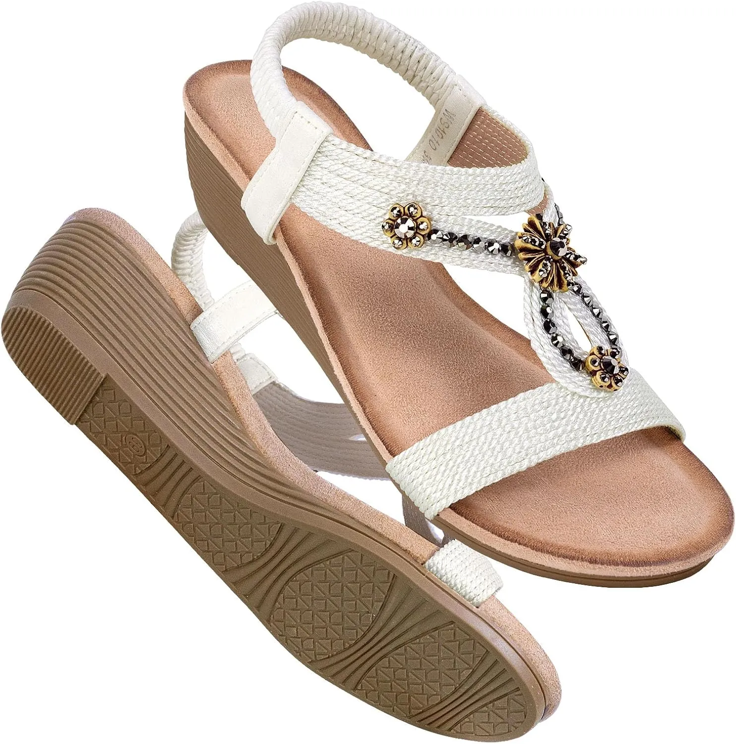 Wedge Sandals for Women Dressy - Summer Platform Comfortable Walking Open Toe Ankle Strap Womens Low Wedges Sandal