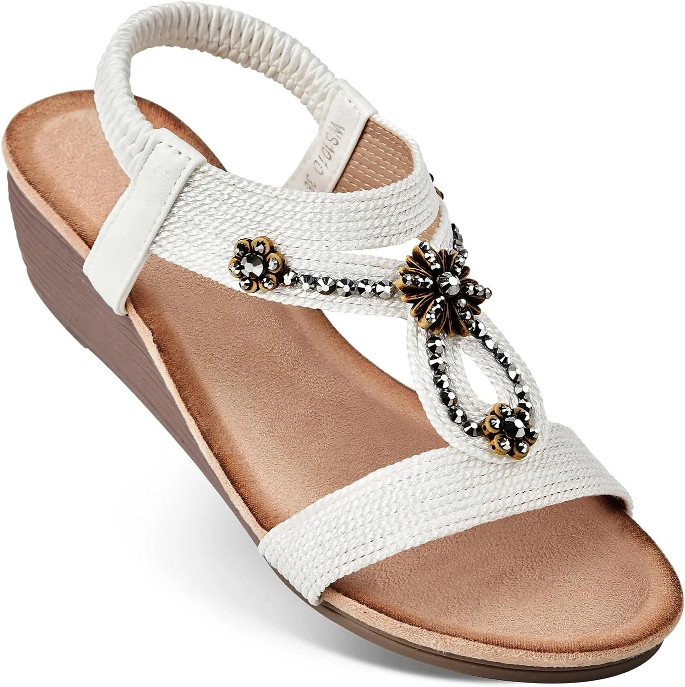 Wedge Sandals for Women Dressy - Summer Platform Comfortable Walking Open Toe Ankle Strap Womens Low Wedges Sandal