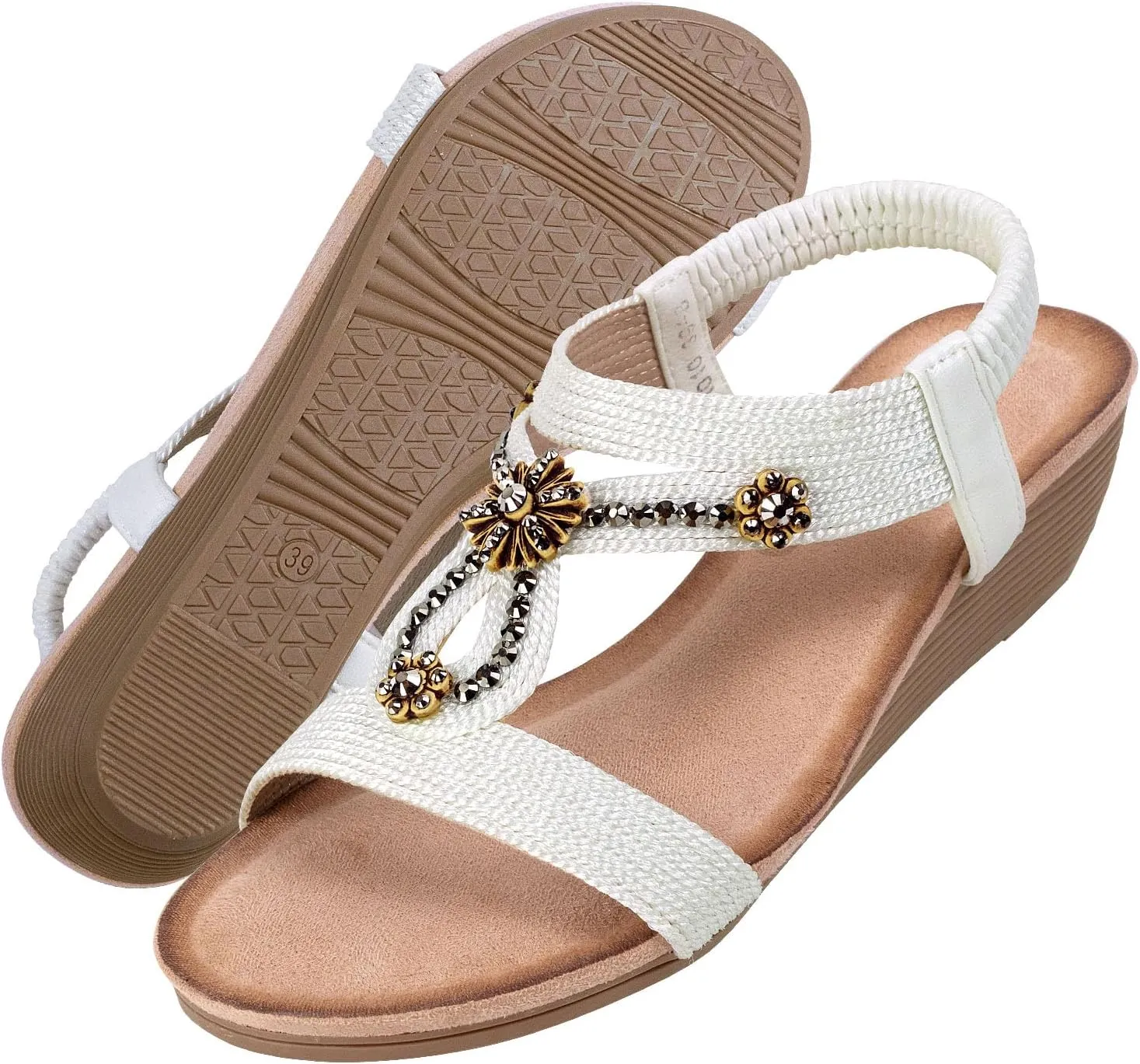 Wedge Sandals for Women Dressy - Summer Platform Comfortable Walking Open Toe Ankle Strap Womens Low Wedges Sandal