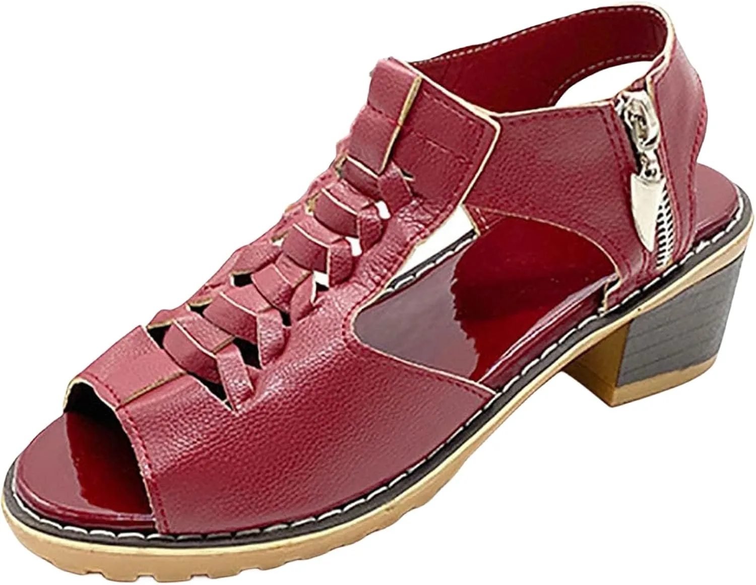 Wedge Sandals for Women Summer 2025 Fashion Toe Wedges Shoes Open Toe Cutout Zipper Chunky Heeled Sandals Ummer Beach Boho Comfortable Sandal with Arch Support Outdoor Shoes 2025