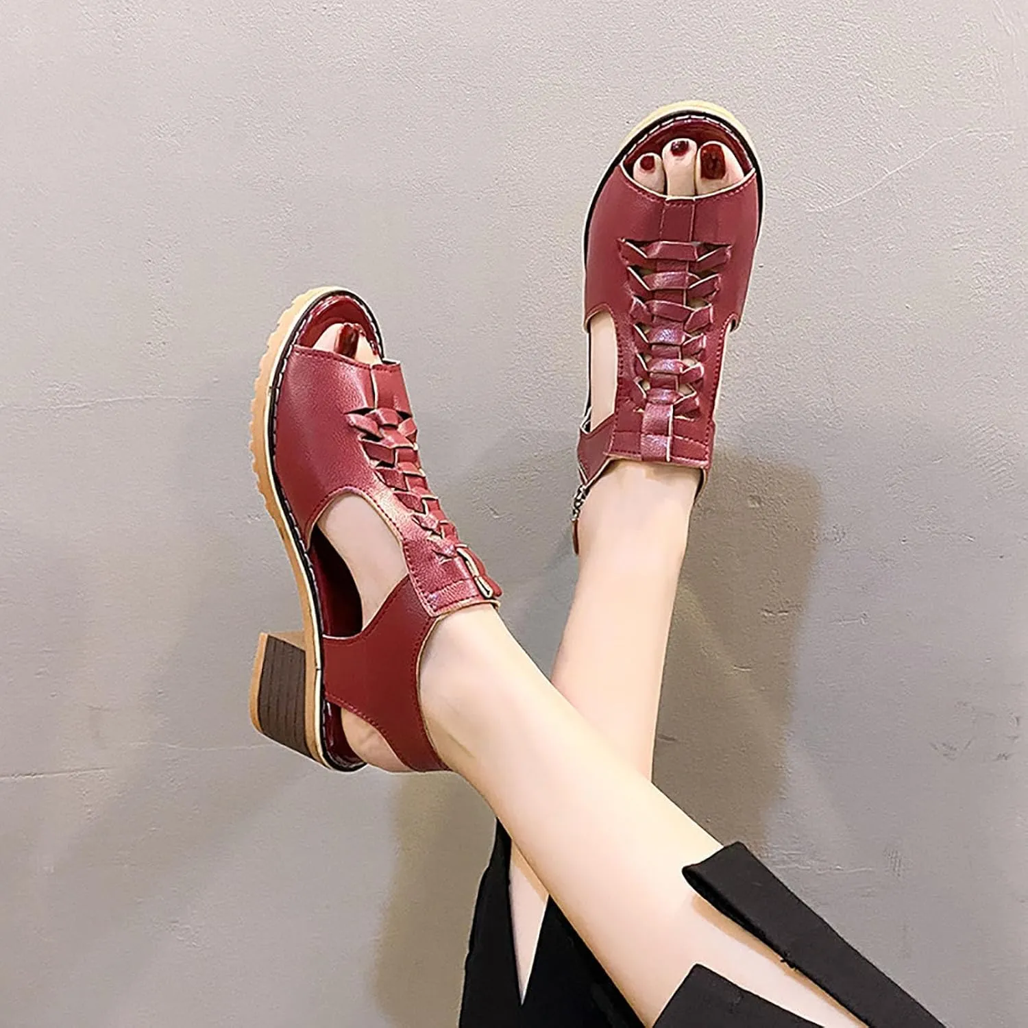 Wedge Sandals for Women Summer 2025 Fashion Toe Wedges Shoes Open Toe Cutout Zipper Chunky Heeled Sandals Ummer Beach Boho Comfortable Sandal with Arch Support Outdoor Shoes 2025