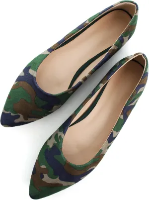WENJIAZHIZHI Womens Camouflage Ballet Flats Dress Shoes for Women Dressy Comfortable Pointed Toe Slip On Shoes Go Hiking