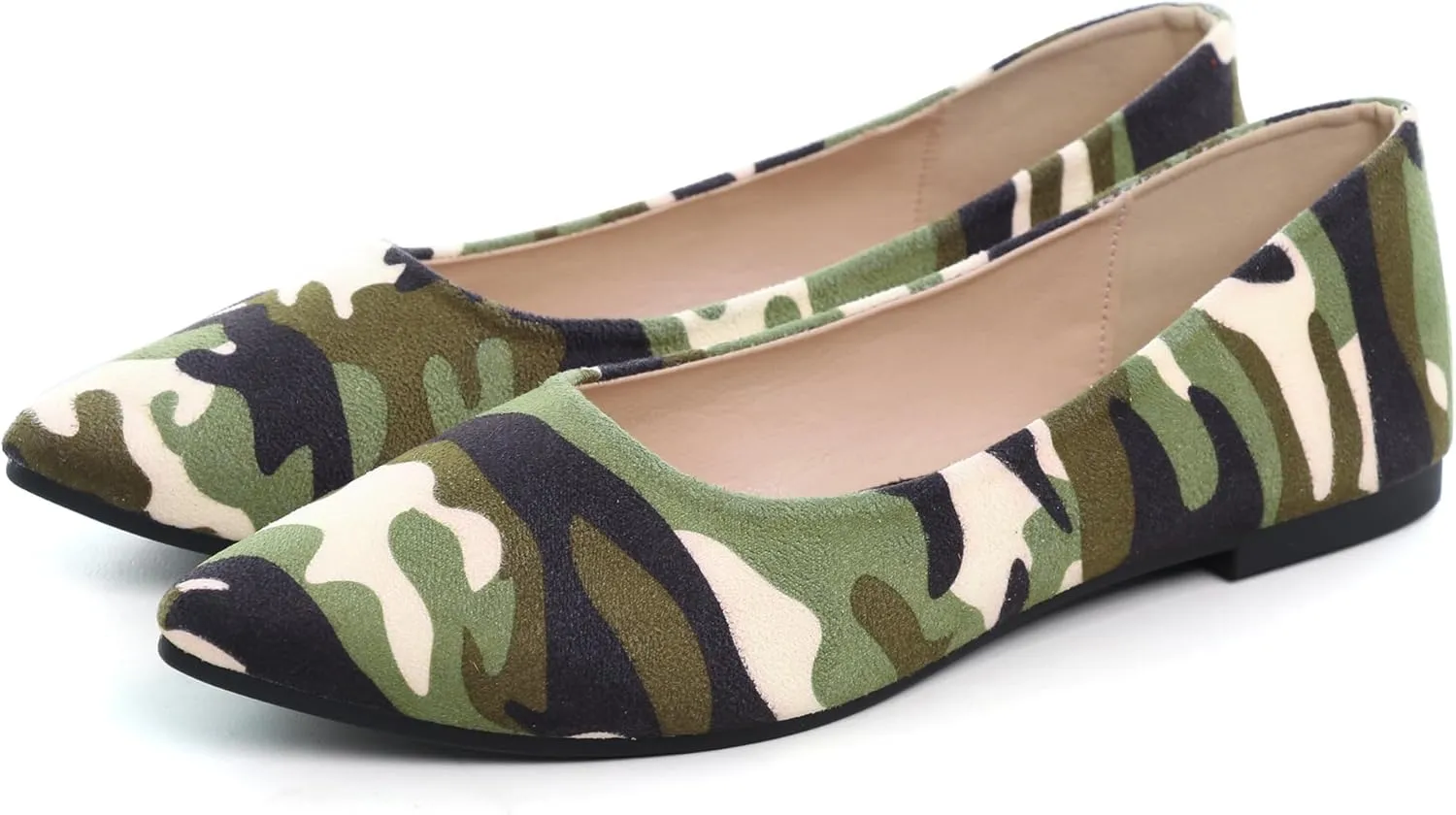 WENJIAZHIZHI Womens Camouflage Ballet Flats Dress Shoes for Women Dressy Comfortable Pointed Toe Slip On Shoes Go Hiking
