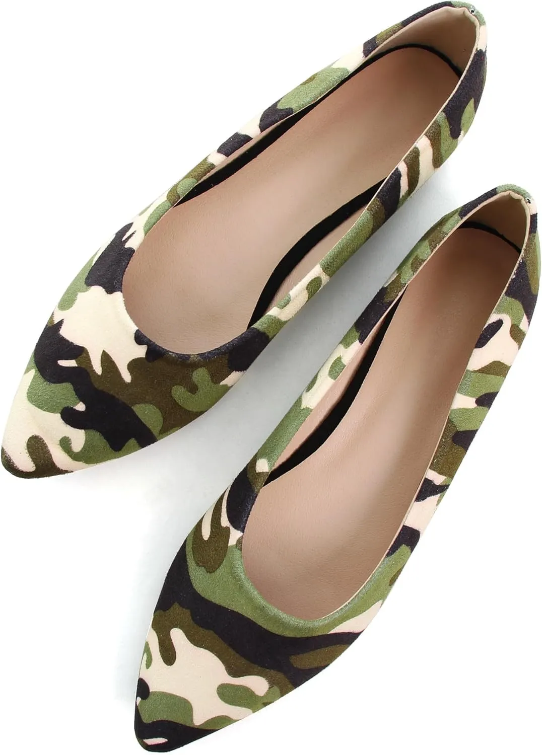 WENJIAZHIZHI Womens Camouflage Ballet Flats Dress Shoes for Women Dressy Comfortable Pointed Toe Slip On Shoes Go Hiking