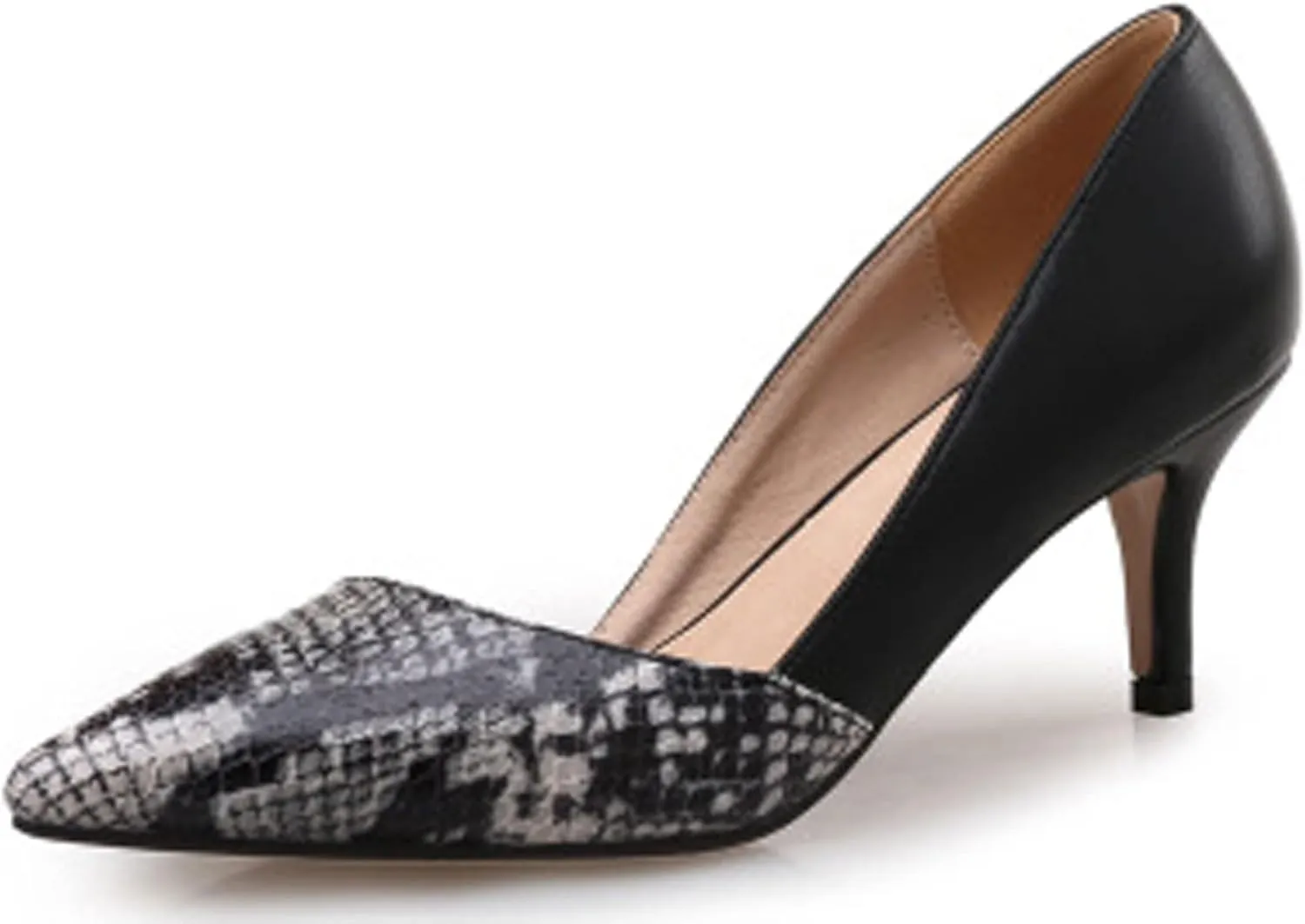 WENJIAZHIZHI Women's Cut-Out Snakeskin Pumps Stiletto High Heels Office Shoes Slip-On Loafers for Women Party Dressy Sexy