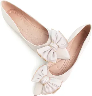 WENJIAZHIZHI Womens Glittery Bow Ballet Flats Pointed Toe Loafers Flat Dress Shoes for Women Wedding Dressy Comfortable