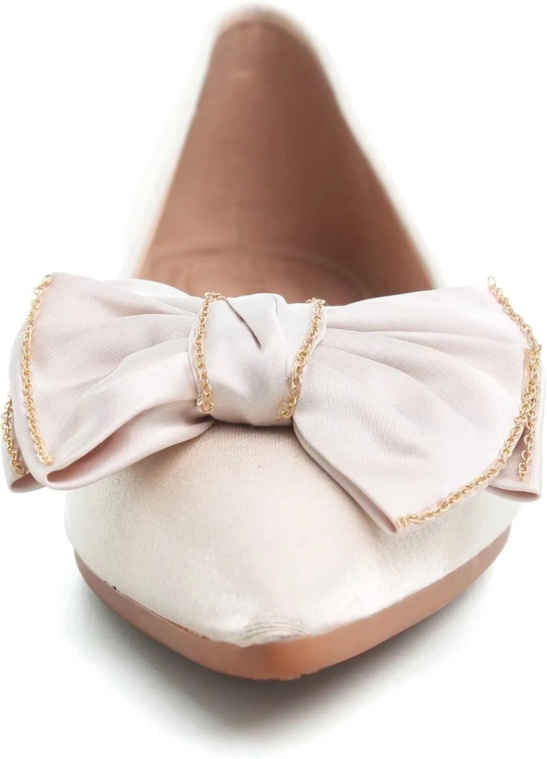 WENJIAZHIZHI Womens Glittery Bow Ballet Flats Pointed Toe Loafers Flat Dress Shoes for Women Wedding Dressy Comfortable