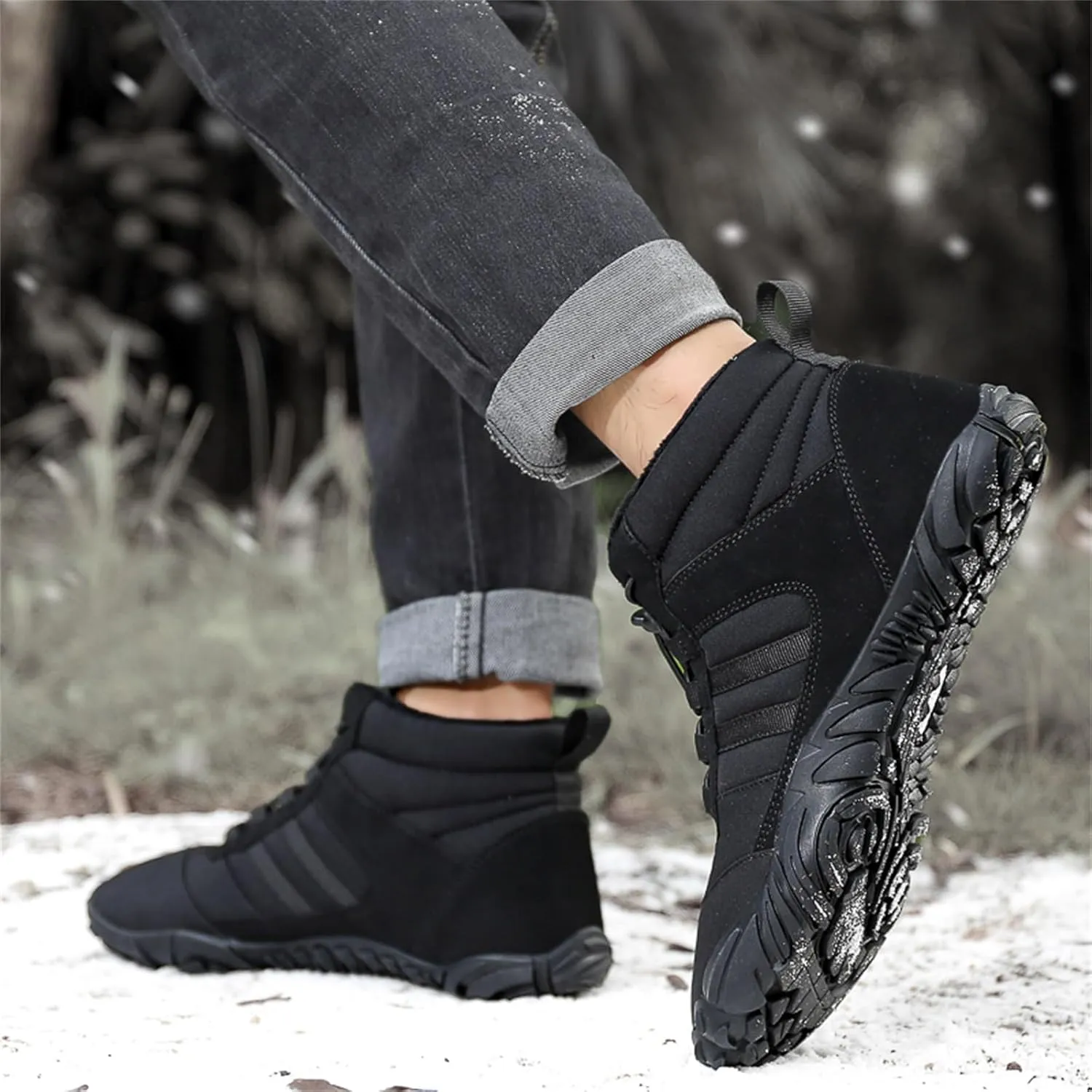 Winter Hike Barefoot boot Shoes for Women Men Waterproof Fleece warmth hiking boots Wide Toe Box Walking shoes
