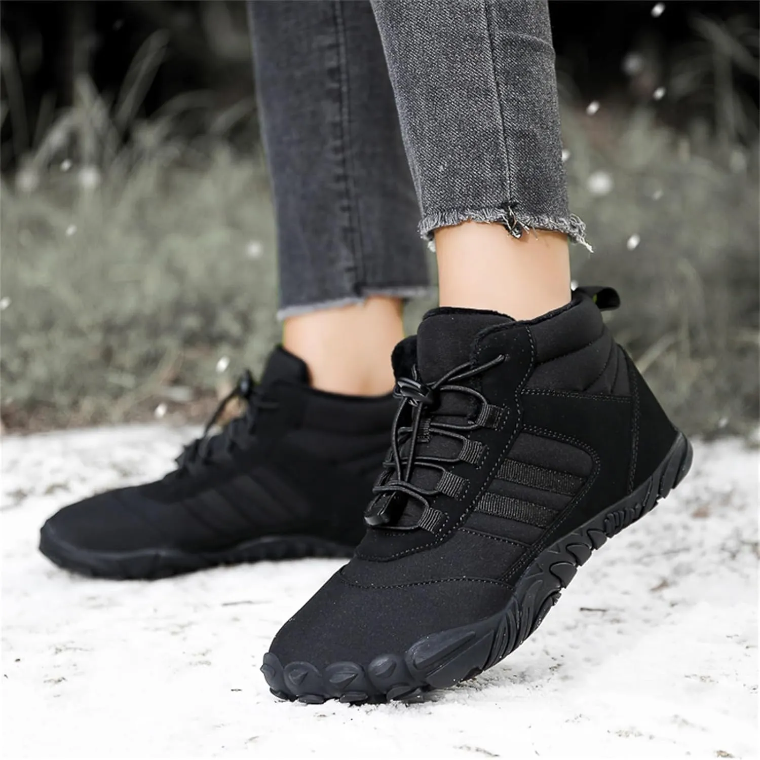 Winter Hike Barefoot boot Shoes for Women Men Waterproof Fleece warmth hiking boots Wide Toe Box Walking shoes