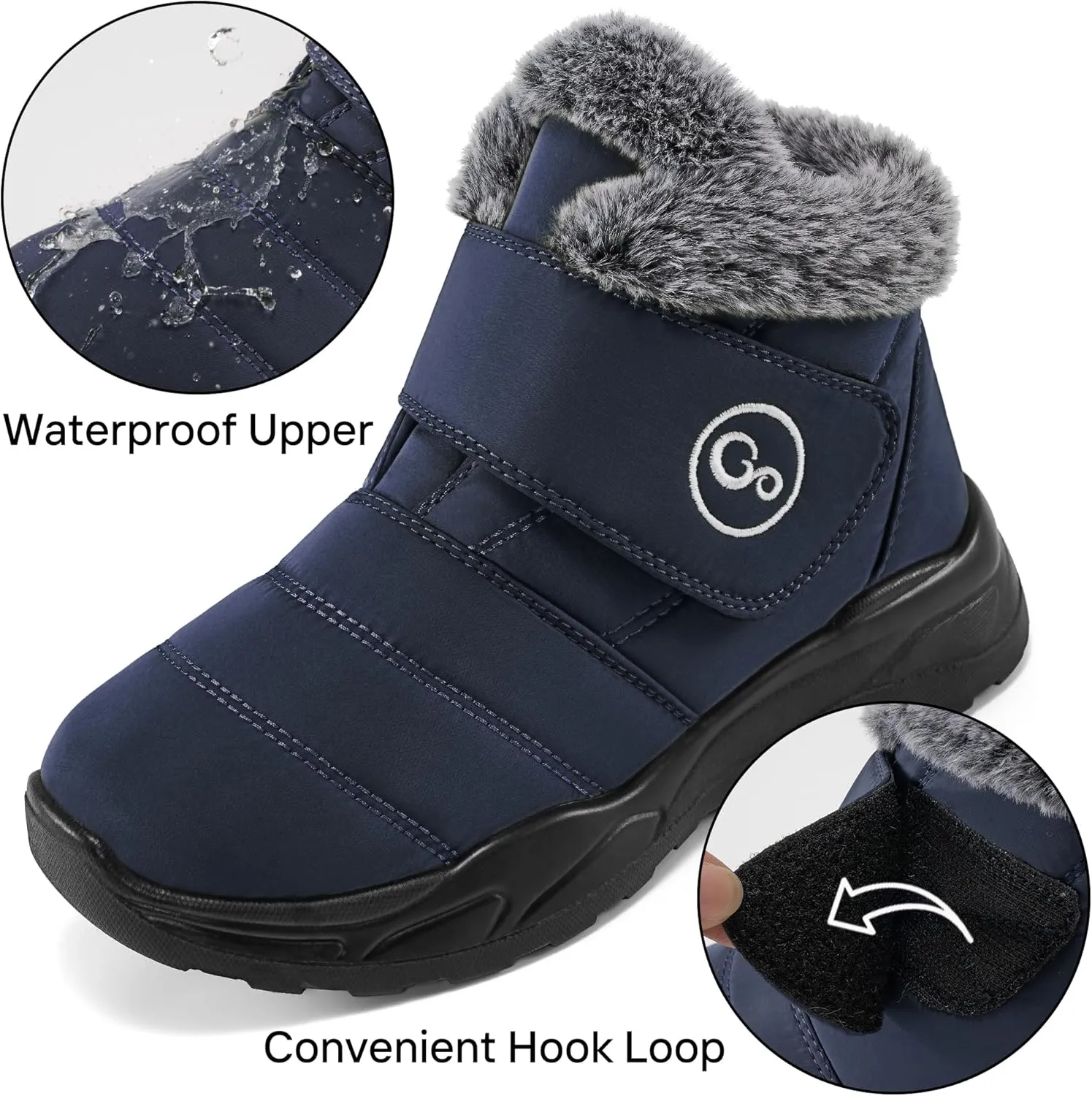 Winter Snow Boots for Women Waterproof: Fur Lined Warm Womens Boots Anti Slip Hook Loop Comfortable Booties Outdoor