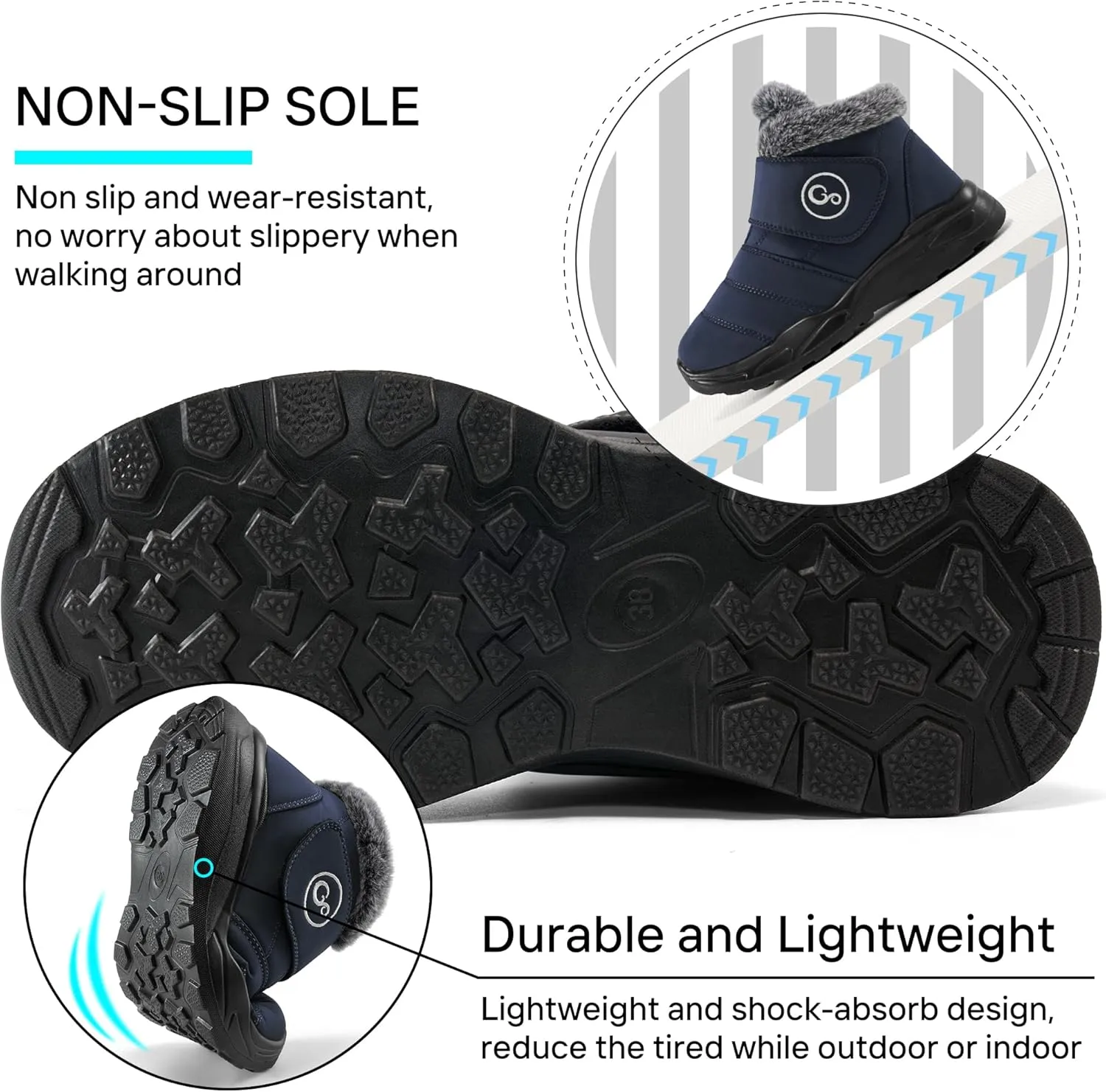Winter Snow Boots for Women Waterproof: Fur Lined Warm Womens Boots Anti Slip Hook Loop Comfortable Booties Outdoor