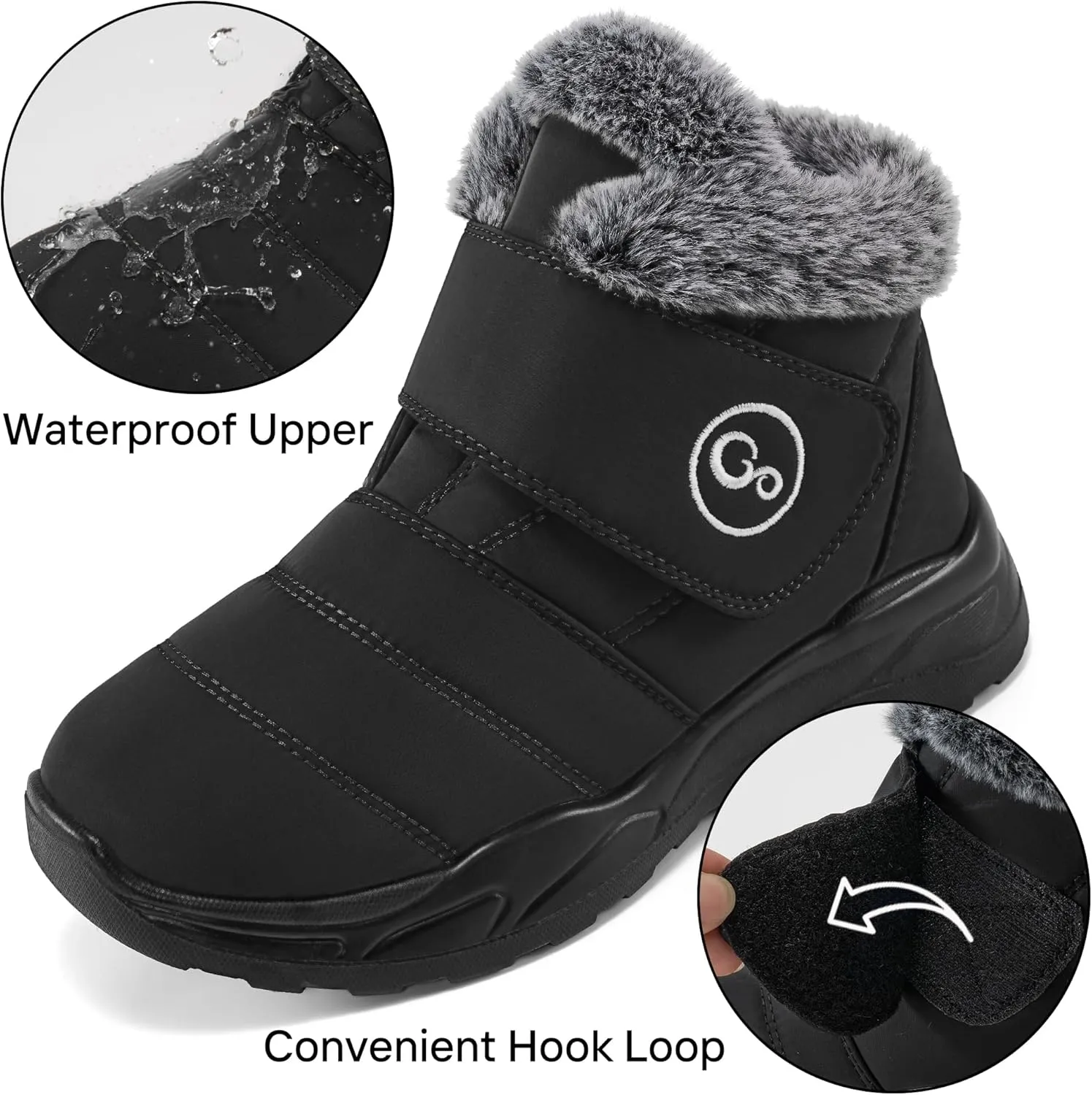 Winter Snow Boots for Women Waterproof: Fur Lined Warm Womens Boots Anti Slip Hook Loop Comfortable Booties Outdoor