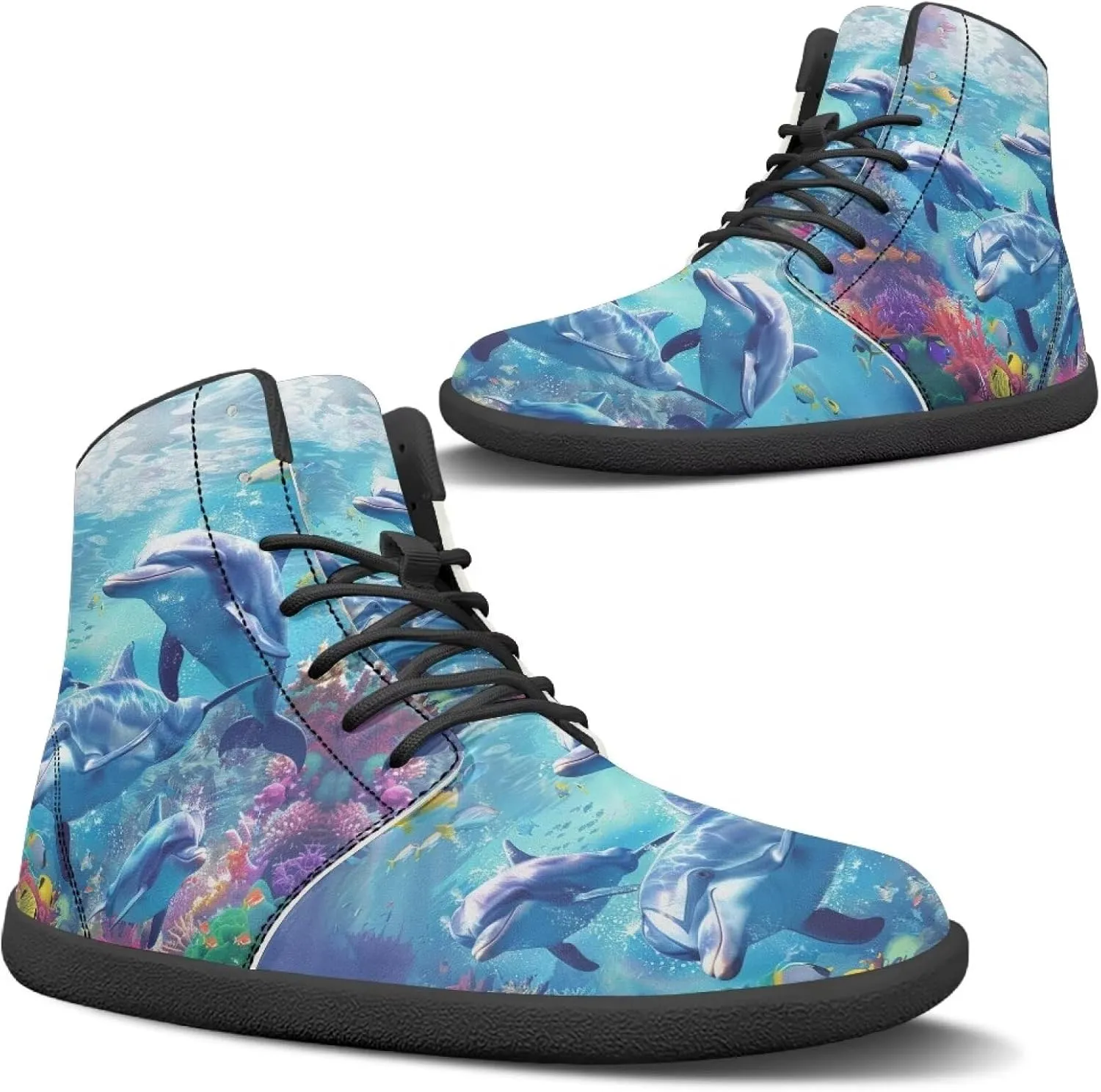 Women Men High Top Barefoot Shoes Lace Up Anti-Slip Active Sneakers