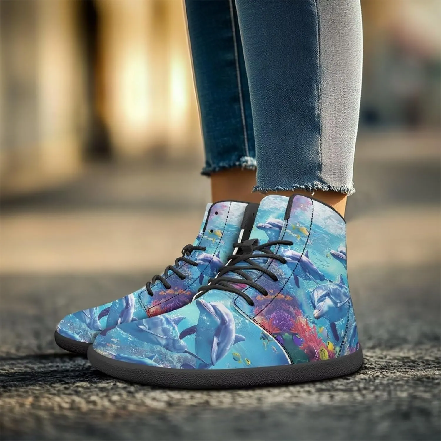 Women Men High Top Barefoot Shoes Lace Up Anti-Slip Active Sneakers