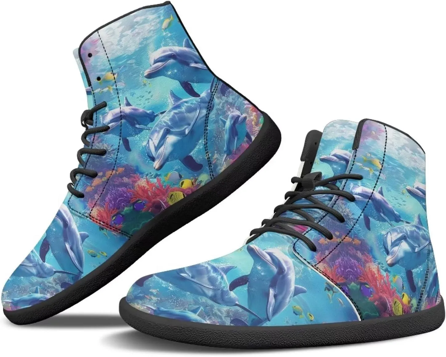 Women Men High Top Barefoot Shoes Lace Up Anti-Slip Active Sneakers