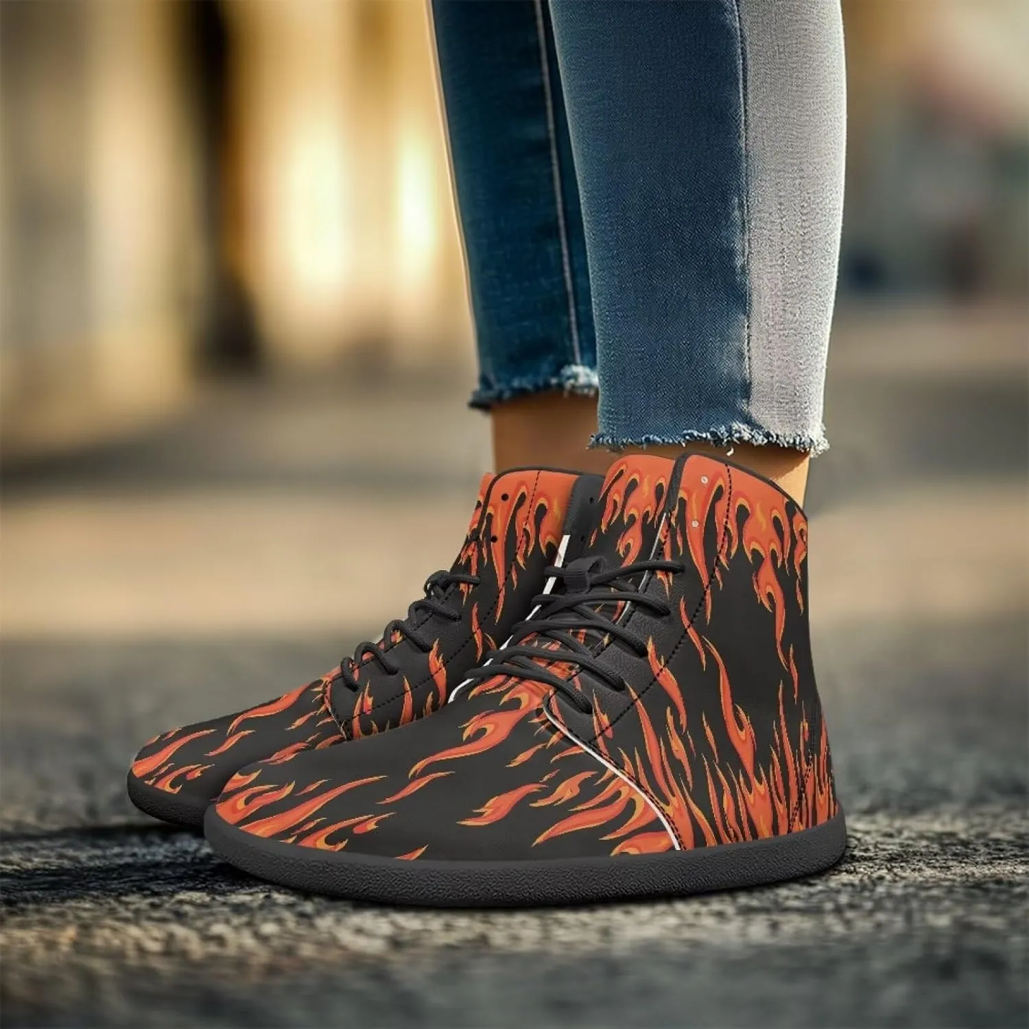 Women Men High Top Barefoot Shoes Lace Up Anti-Slip Active Sneakers