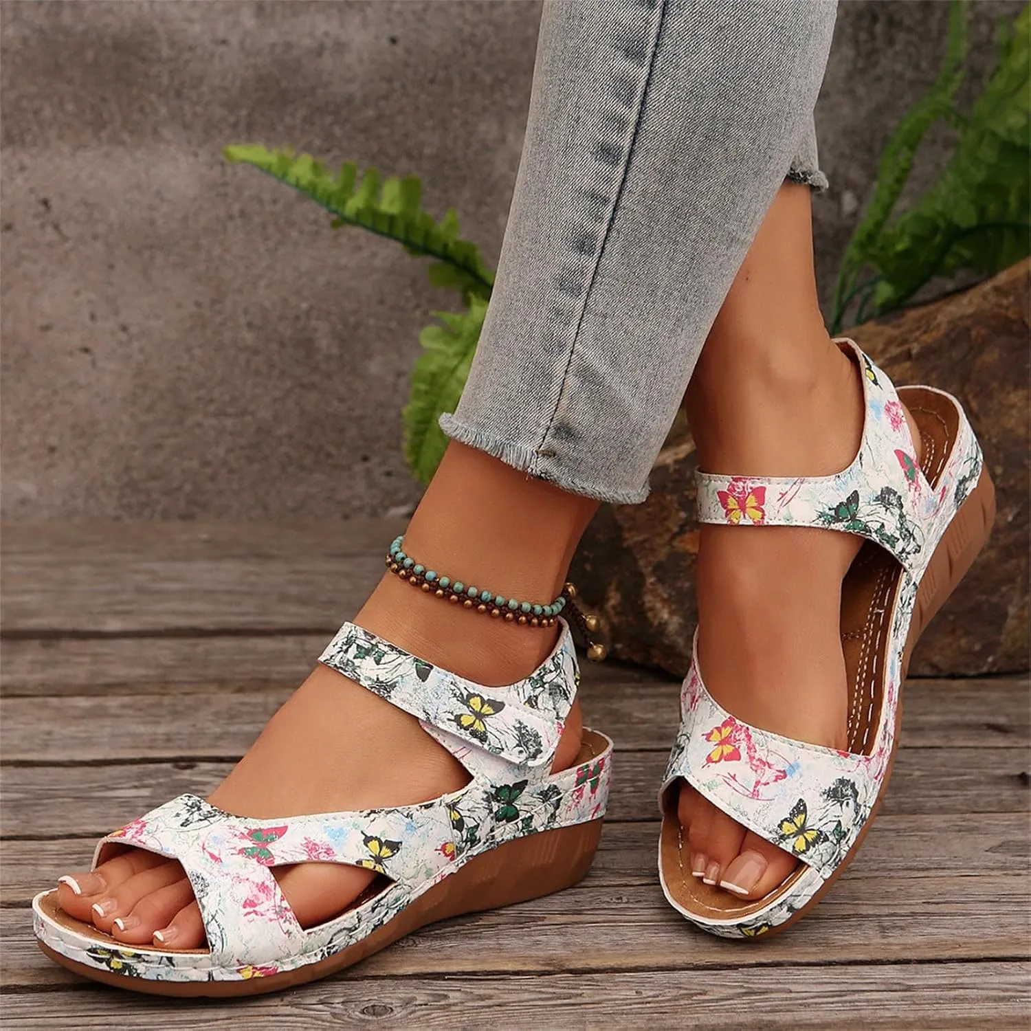 Women Orthopedic Sandals Summer Open Toe Ankle Strap Wedge Sandal Beach Round Toe Platform Walking Shoes for Men