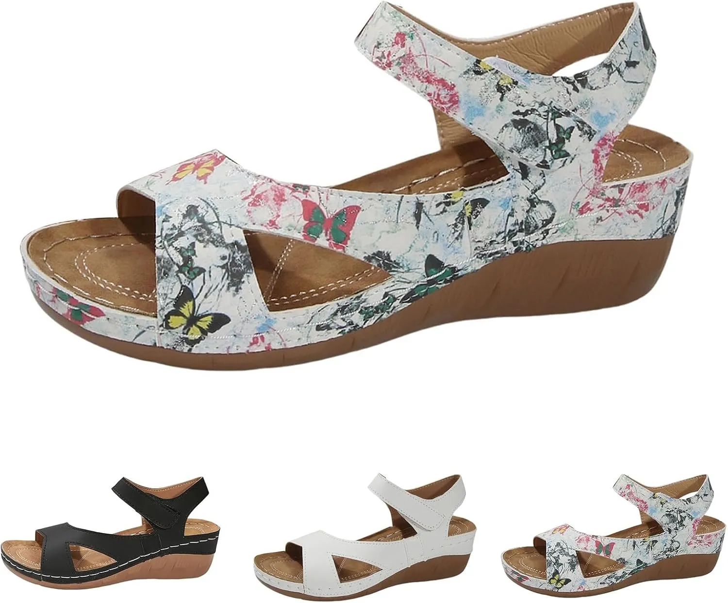 Women Orthopedic Sandals Summer Open Toe Ankle Strap Wedge Sandal Beach Round Toe Platform Walking Shoes for Men