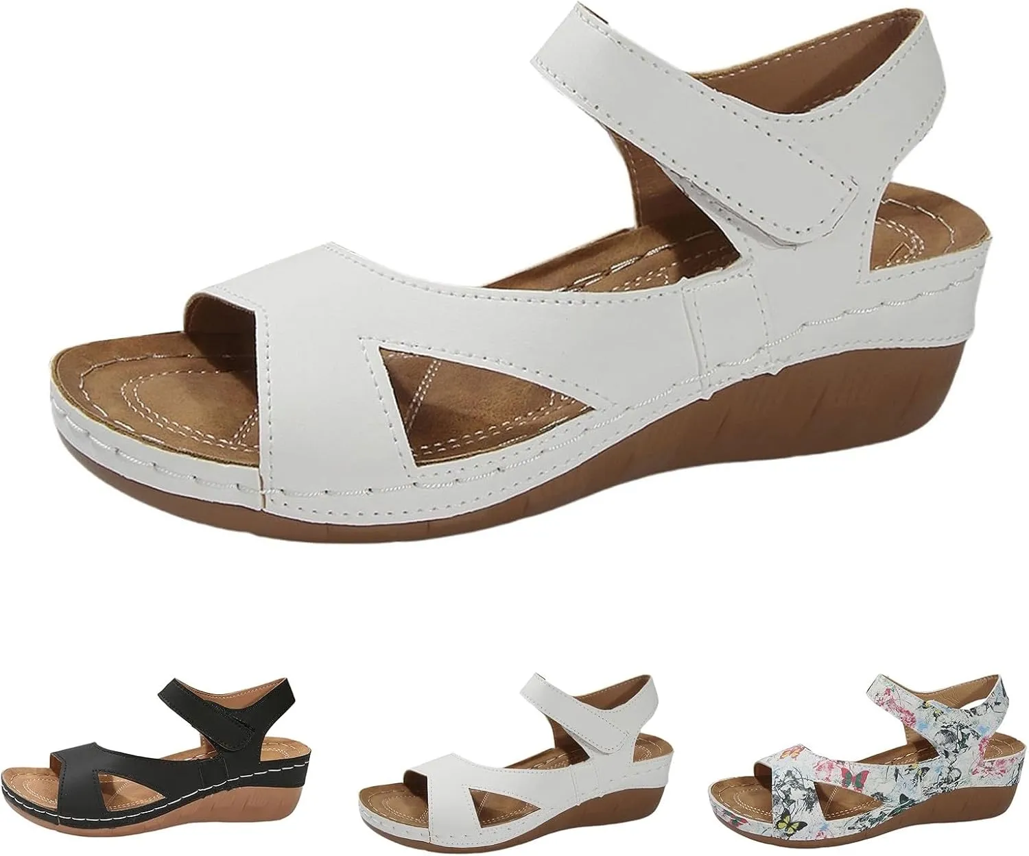 Women Orthopedic Sandals Summer Open Toe Ankle Strap Wedge Sandal Beach Round Toe Platform Walking Shoes for Men