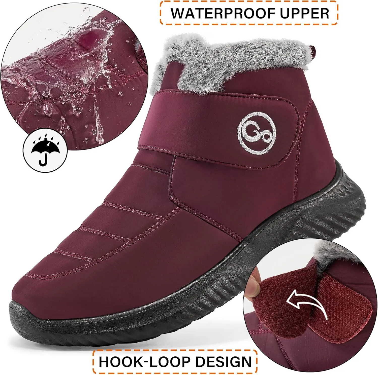 Women Snow Boots Waterproof: Fur Lined Warm Winter Boots for Women- Comfortable Non Slip Outdoor Walking Booties