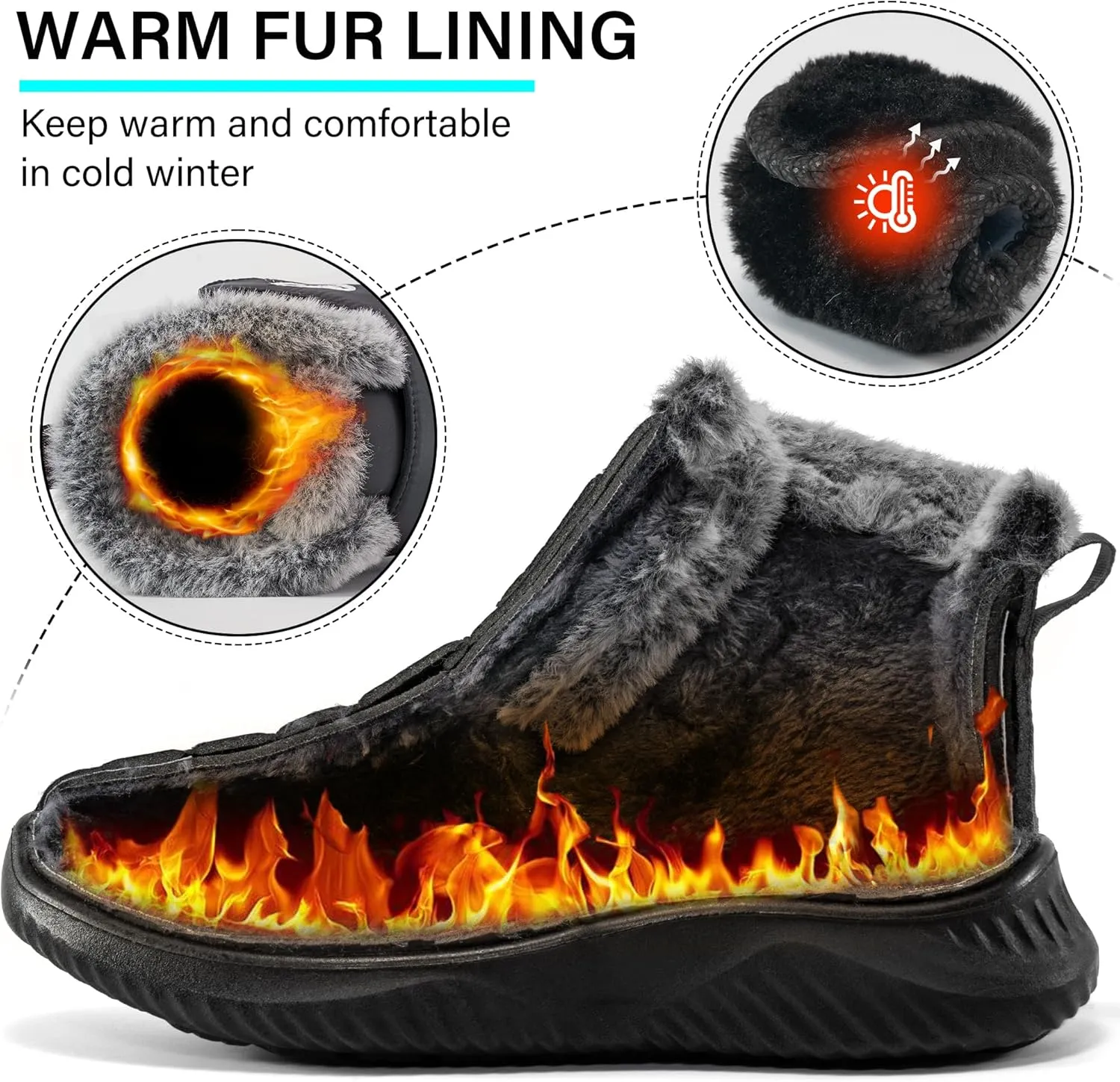 Women Snow Boots Waterproof: Fur Lined Warm Winter Boots for Women- Comfortable Non Slip Outdoor Walking Booties