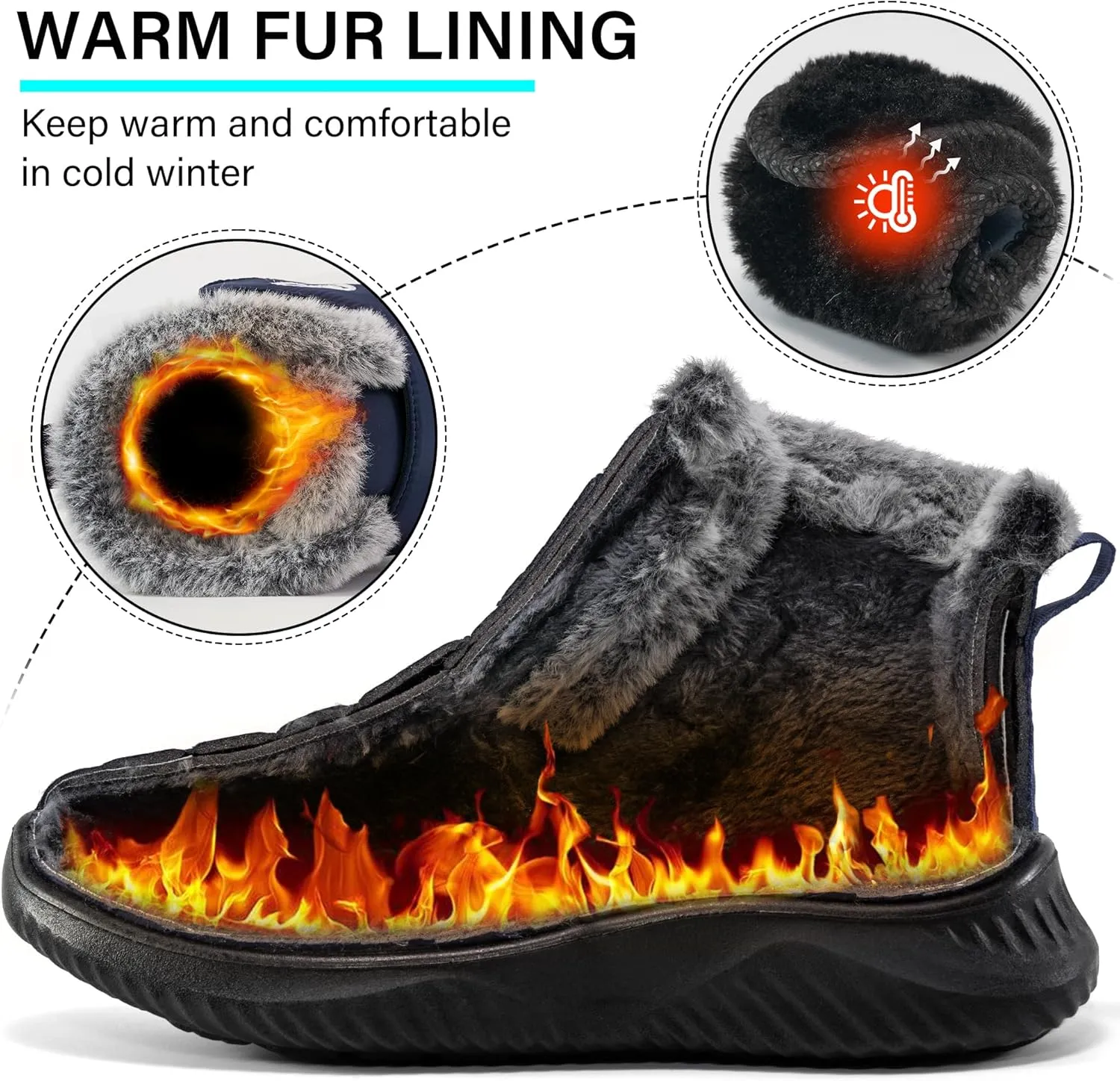 Women Snow Boots Waterproof: Fur Lined Warm Winter Boots for Women- Comfortable Non Slip Outdoor Walking Booties