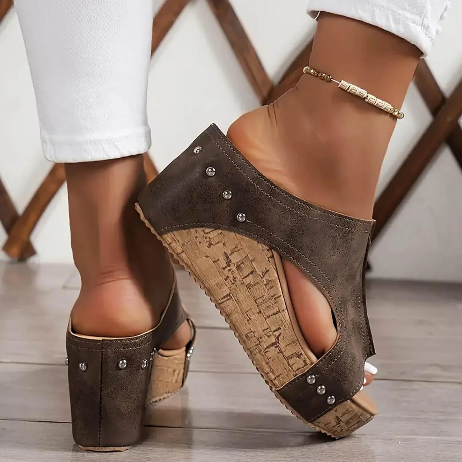 Women's 2025 Summer Orthopedic Platform Wedge Sandals Casual Open Toe Hollow Out Slingback Fashion Slip on Slippers Boho Casual High Wedges Walking Wedding Party Dress Strappy Footwear