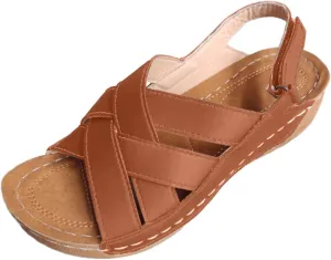 Womens Ankle Strap Sandals Walking Hiking Summer Beach Flats Shoes Comfort Open Toe Comfortable Dressy Arch Support Wedges Sandals Round Bottom Buckle Wide Width Beach Slippers Orthotic Shoes