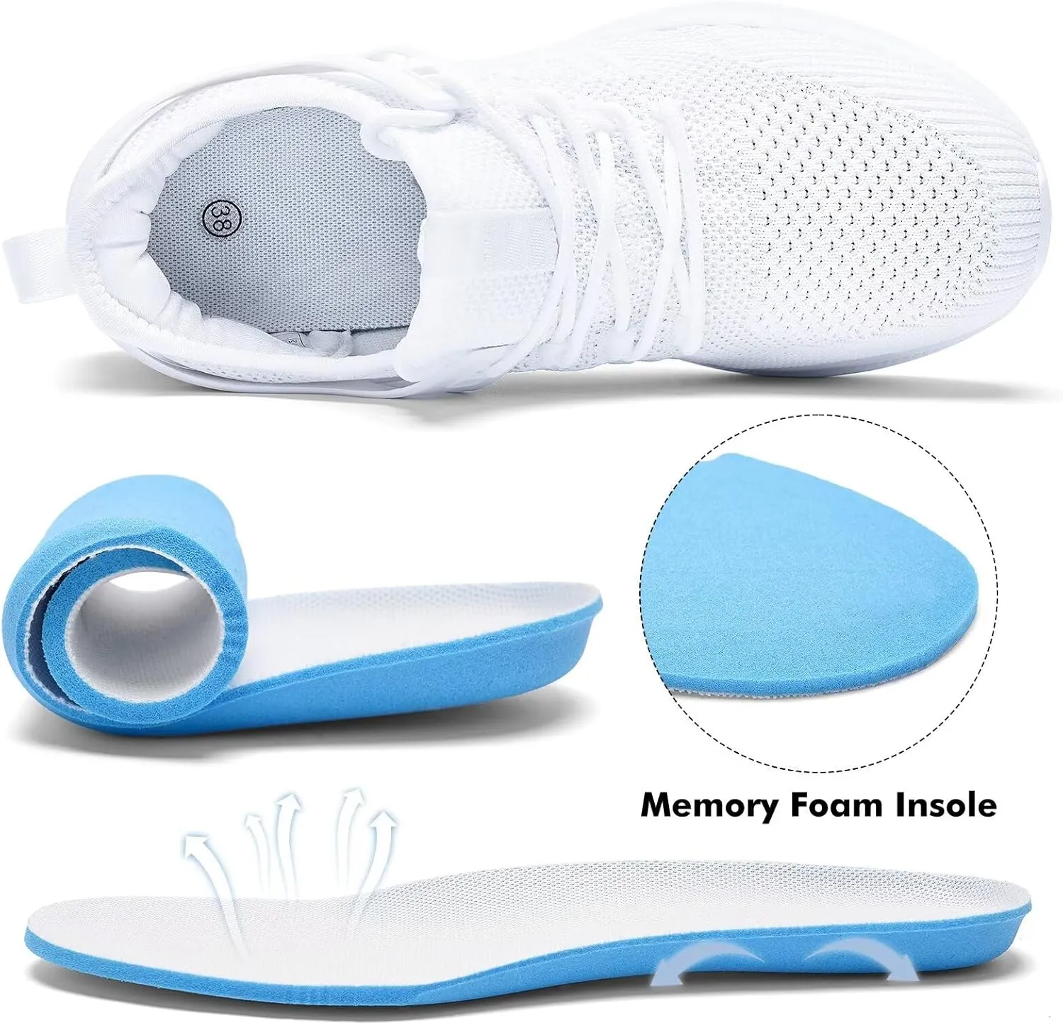 Womens Athletic Walking Shoes - Running Tennis Shoes Jogging Workout Lightweight Breathable Slip on Sneakers for Indoor Outdoor Gym Travel Work