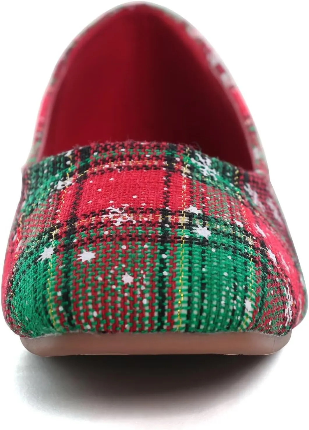 Women's Ballet Flats Plaid Christmas Red Dress Shoes for Women Party Dressy Casual Flats Comfortable Slip-on Sqaure Toe Walking Loafers