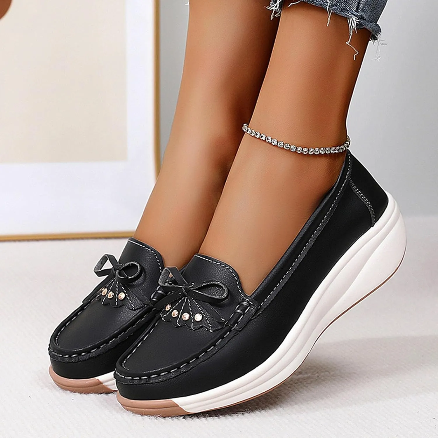 Women's Casual Slip On Loafers Comfortable Lightweight Soft Sole Flat Shoes for Daily Wear Work and Leisure