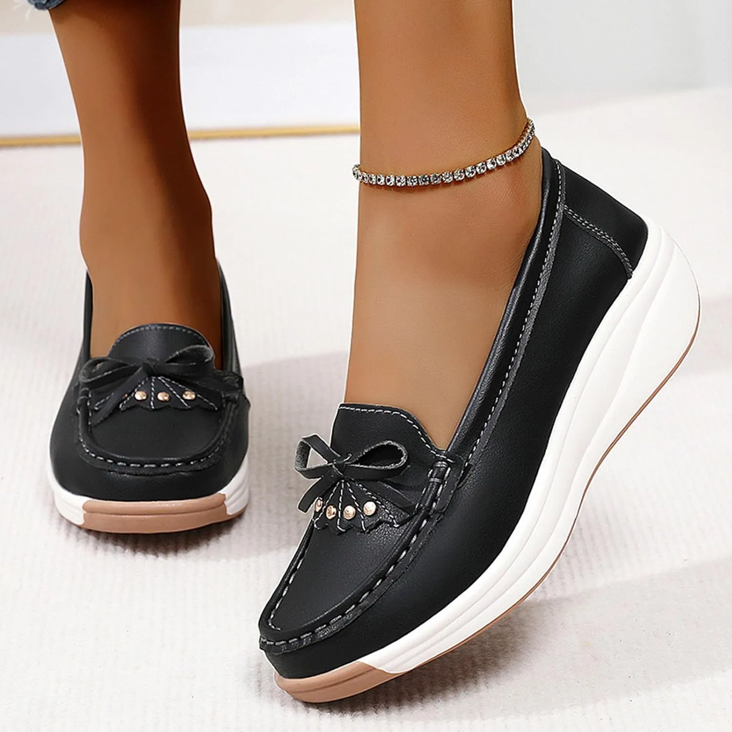 Women's Casual Slip On Loafers Comfortable Lightweight Soft Sole Flat Shoes for Daily Wear Work and Leisure