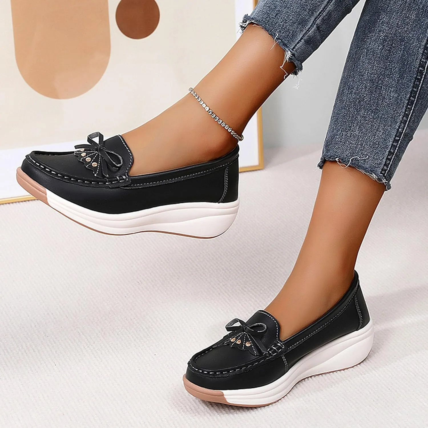 Women's Casual Slip On Loafers Comfortable Lightweight Soft Sole Flat Shoes for Daily Wear Work and Leisure