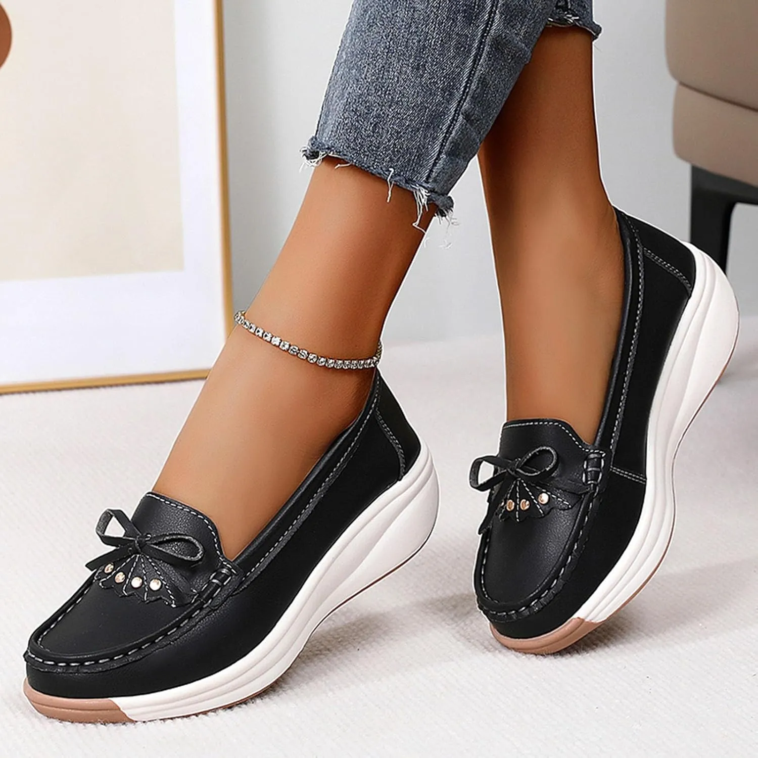 Women's Casual Slip On Loafers Comfortable Lightweight Soft Sole Flat Shoes for Daily Wear Work and Leisure