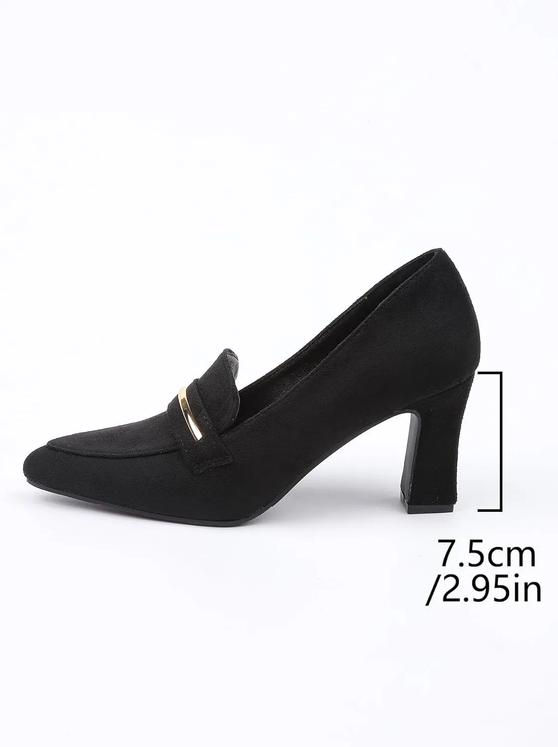 Womens Closed Pointed Toe Suede Loafer Pumps Low Block Heeled Slip On Loafers for Women Work Office Business Comfortable Chunky Heels Shoes 2.95 Inch