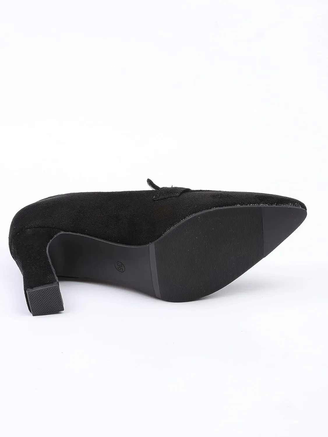 Womens Closed Pointed Toe Suede Loafer Pumps Low Block Heeled Slip On Loafers for Women Work Office Business Comfortable Chunky Heels Shoes 2.95 Inch