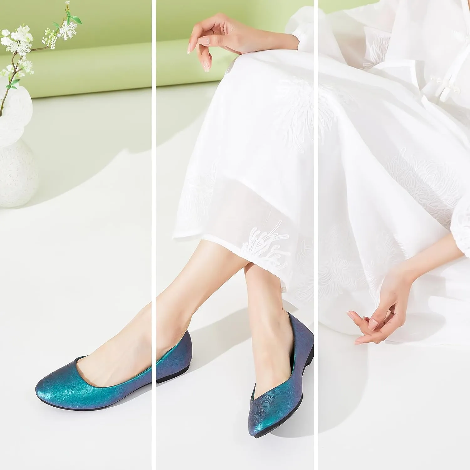 Women's Flats Dress Shoes Comfortable PU Leather Casual Slip on Shoes Loafers Business Work Office